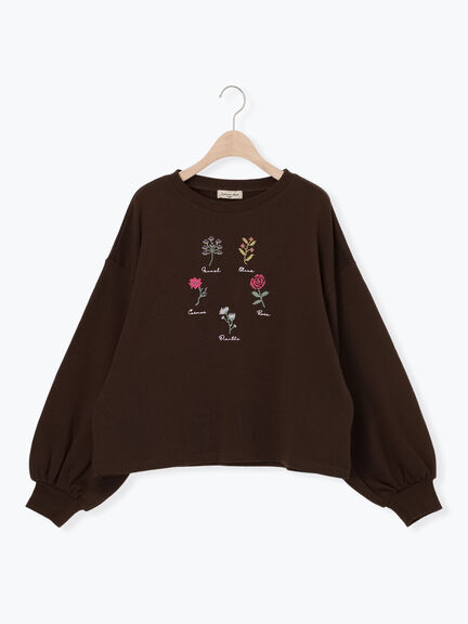 クロスステッチフラワー刺繍スウェット（オレンジ/ダークブラウン/キナリ）｜Samansa Mos2（サマンサ モスモス）通販