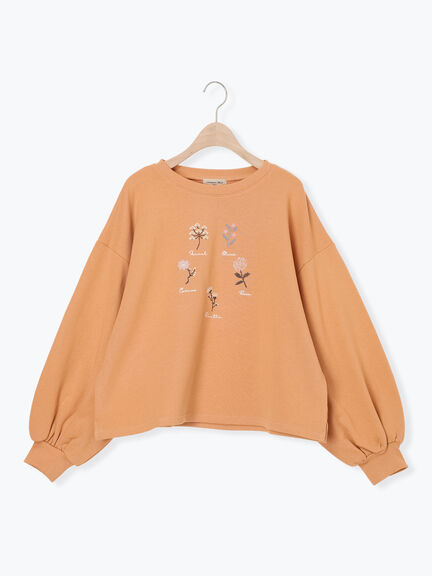 クロスステッチフラワー刺繍スウェット（オレンジ/ダークブラウン/キナリ）｜Samansa Mos2（サマンサ モスモス）通販
