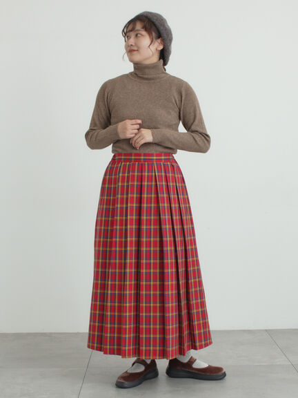 【帯電防止裏地】柄アソートプリーツスカート（チャコールグレー/レッド/ベージュ/グリーン）｜Samansa Mos2（サマンサ モスモス）通販