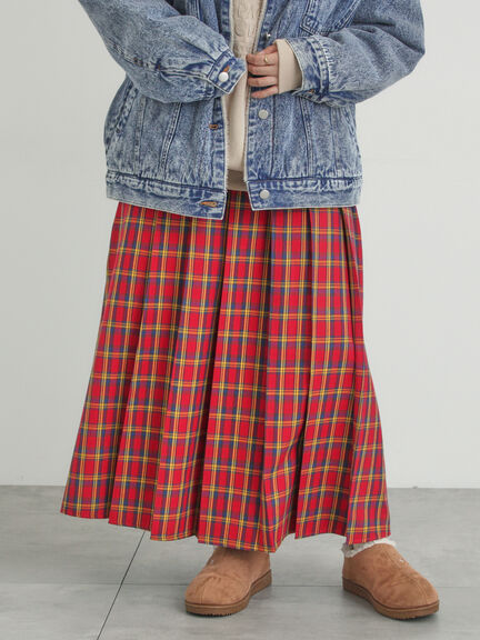 【帯電防止裏地】柄アソートプリーツスカート（チャコールグレー/レッド/ベージュ/グリーン）｜Samansa Mos2（サマンサ モスモス）通販