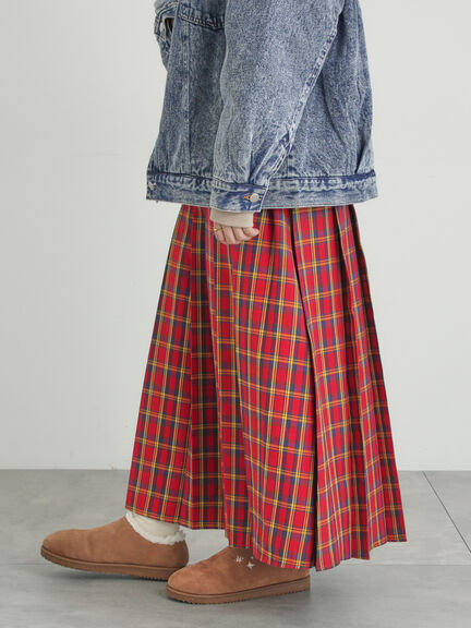 【帯電防止裏地】柄アソートプリーツスカート（チャコールグレー/レッド/ベージュ/グリーン）｜Samansa Mos2（サマンサ モスモス）通販