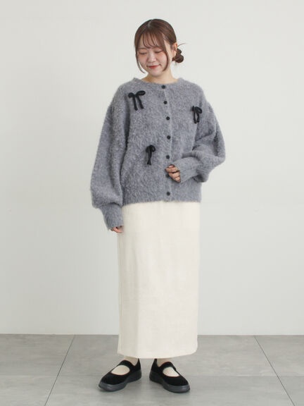 リボン付きニットカーディガン（グレー/オレンジ/キナリ）｜Samansa Mos2（サマンサ モスモス）通販