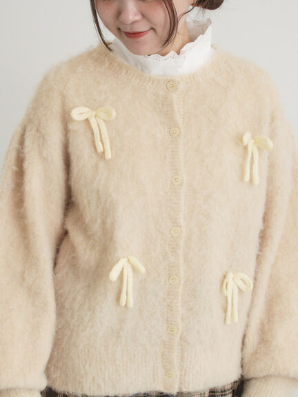 リボン付きニットカーディガン（グレー/オレンジ/キナリ）｜Samansa Mos2（サマンサ モスモス）通販