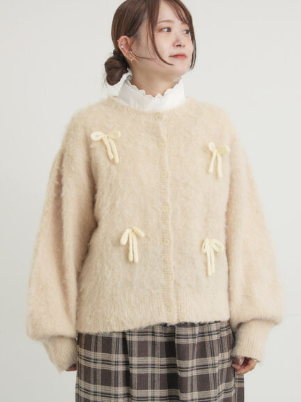 リボン付きニットカーディガン（グレー/オレンジ/キナリ）｜Samansa Mos2（サマンサ モスモス）通販