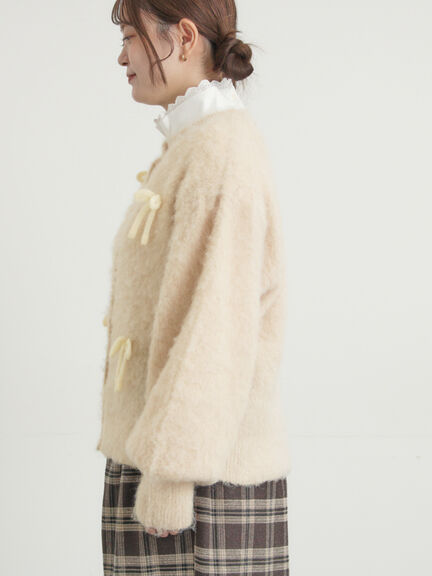 リボン付きニットカーディガン（グレー/オレンジ/キナリ）｜Samansa Mos2（サマンサ モスモス）通販