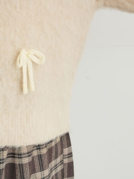 リボン付きニットカーディガン（グレー/オレンジ/キナリ）｜Samansa Mos2（サマンサ モスモス）通販