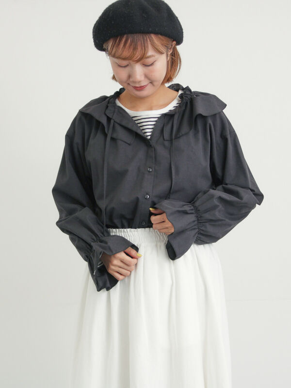 フリル襟ブラウス（ブラック）｜Samansa Mos2（サマンサ モスモス）通販