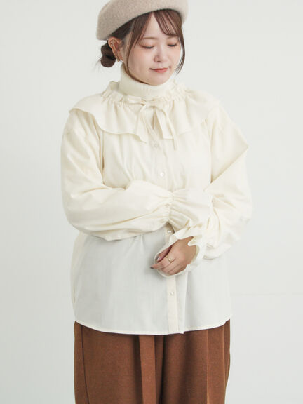 フリル襟ブラウス（ブラック/サックスブルー/キナリ）｜Samansa Mos2（サマンサ モスモス）通販