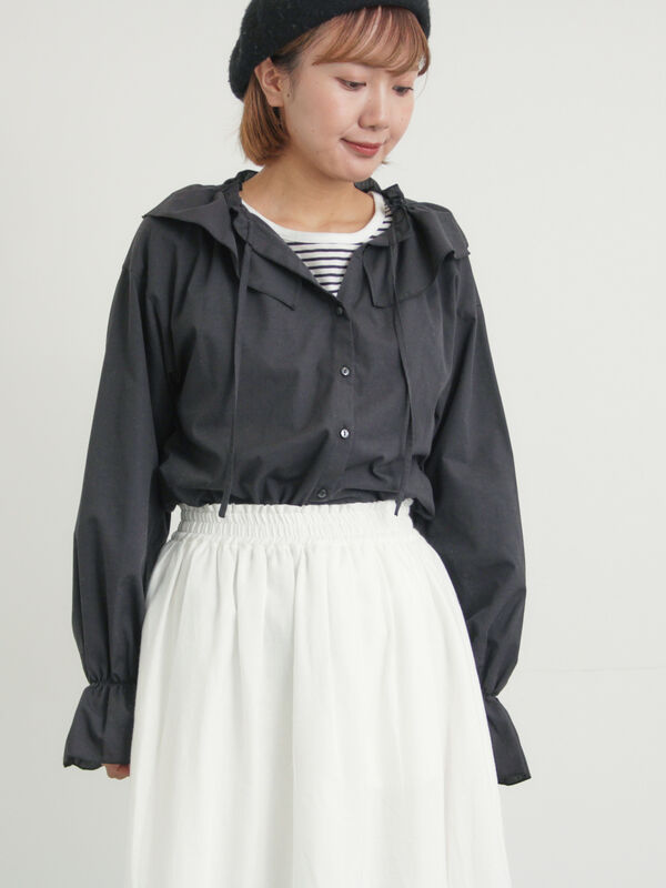 【mochi】Cygne　プリーツカラーブラウス フリル襟 プルオーバー mochi様専用】Cygne プリーツカラーブラウス フリル襟 プルオーバー