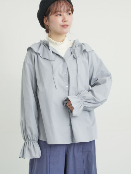 フリル襟ブラウス（ブラック/サックスブルー/キナリ）｜Samansa Mos2（サマンサ モスモス）通販