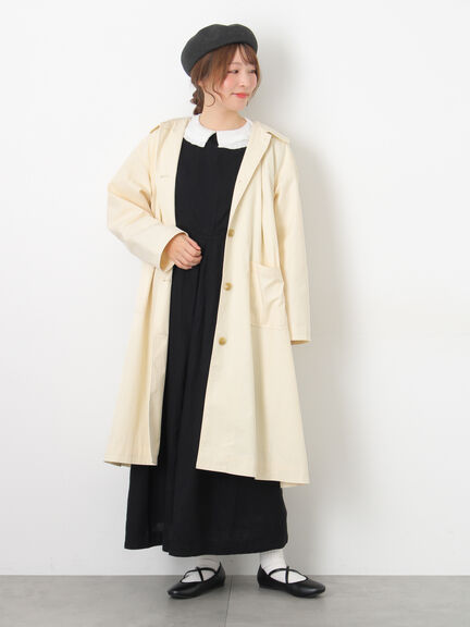 【Cross×Linen】肩フリル前後2WAYジャンパースカート（ブラック/ベージュ）｜Samansa Mos2（サマンサ モスモス）通販