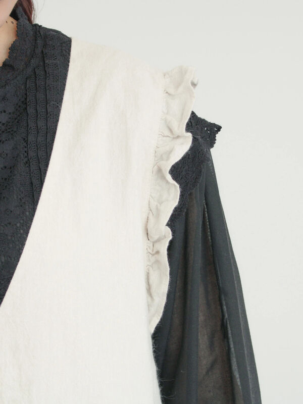 セール】 【Cross×Linen】肩フリル前後2WAYジャンパースカート