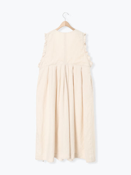 【Cross×Linen】肩フリル前後2WAYジャンパースカート（ブラック/ベージュ）｜Samansa Mos2（サマンサ モスモス）通販