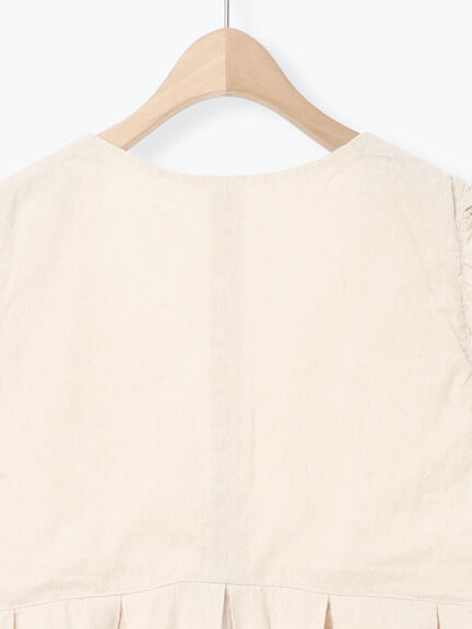 【Cross×Linen】肩フリル前後2WAYジャンパースカート（ブラック/ベージュ）｜Samansa Mos2（サマンサ モスモス）通販