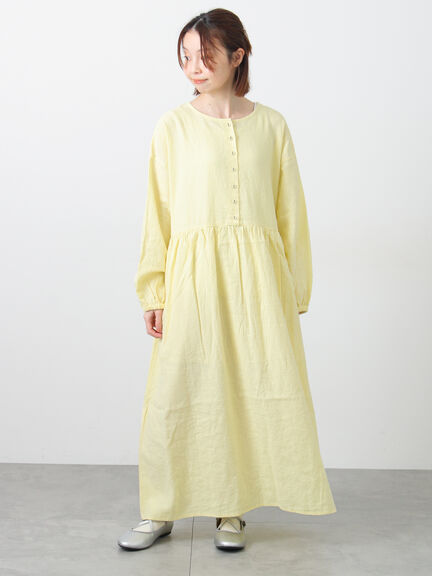 【Cross×Linen】ギャザーワンピース（レッド/ベージュ/モカ/イエロー/グリーン）｜Samansa Mos2（サマンサ モスモス）通販