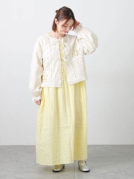 【Cross×Linen】ギャザーワンピース（レッド/ベージュ/モカ/イエロー/グリーン）｜Samansa Mos2（サマンサ モスモス）通販