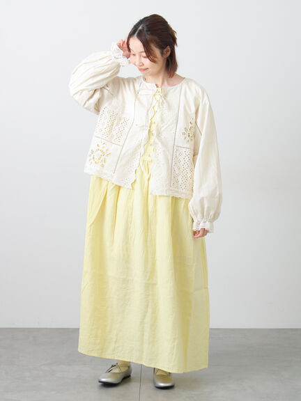 【Cross×Linen】ギャザーワンピース（レッド/ベージュ/モカ/イエロー/グリーン）｜Samansa Mos2（サマンサ モスモス）通販