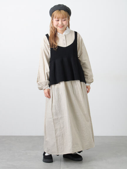 【Cross×Linen】ギャザーワンピース（レッド/ベージュ/モカ/イエロー/グリーン）｜Samansa Mos2（サマンサ モスモス）通販