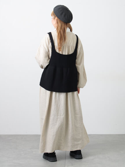 【Cross×Linen】ギャザーワンピース（レッド/ベージュ/モカ/イエロー/グリーン）｜Samansa Mos2（サマンサ モスモス）通販