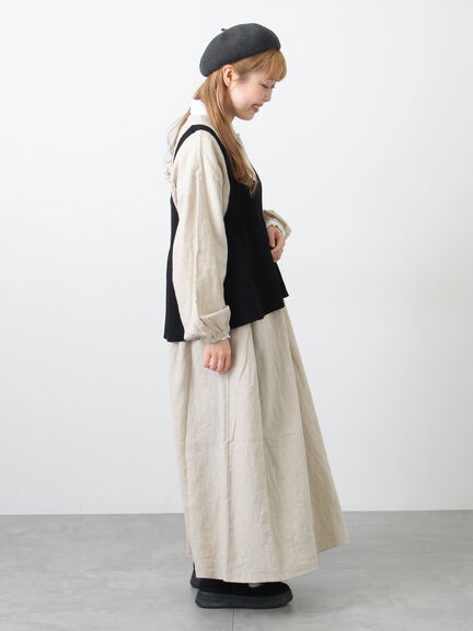 【Cross×Linen】ギャザーワンピース（レッド/ベージュ/モカ/イエロー/グリーン）｜Samansa Mos2（サマンサ モスモス）通販