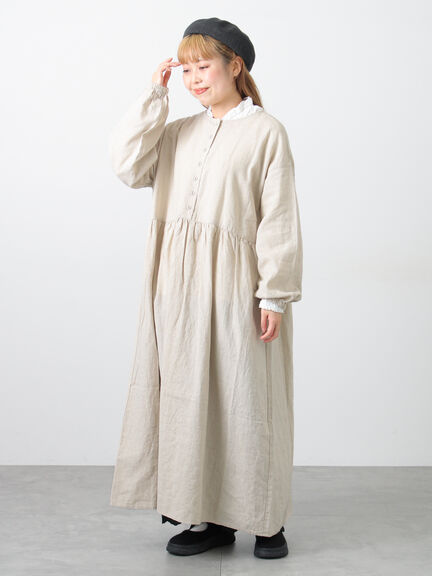 【Cross×Linen】ギャザーワンピース（レッド/ベージュ/モカ/イエロー/グリーン）｜Samansa Mos2（サマンサ モスモス）通販