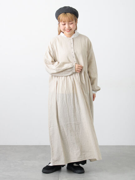 【Cross×Linen】ギャザーワンピース（レッド/ベージュ/モカ/イエロー/グリーン）｜Samansa Mos2（サマンサ モスモス）通販