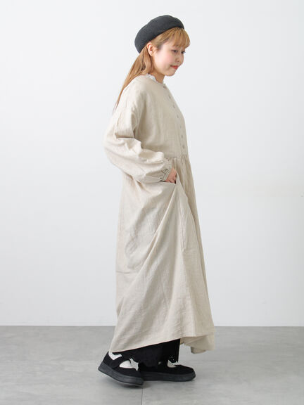 【Cross×Linen】ギャザーワンピース（レッド/ベージュ/モカ/イエロー/グリーン）｜Samansa Mos2（サマンサ モスモス）通販