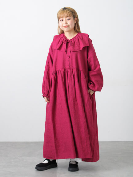 【Cross×Linen】ギャザーワンピース（レッド/ベージュ/モカ/イエロー/グリーン）｜Samansa Mos2（サマンサ モスモス）通販