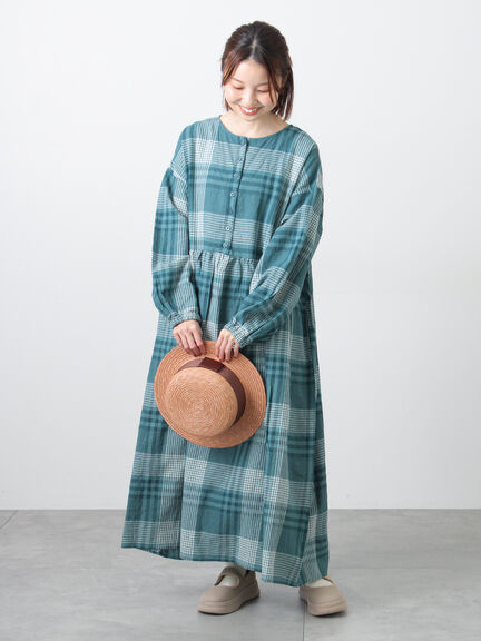 【Cross×Linen】ギャザーワンピース（レッド/ベージュ/モカ/イエロー/グリーン）｜Samansa Mos2（サマンサ モスモス）通販