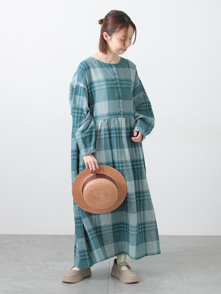 【Cross×Linen】ギャザーワンピース（レッド/ベージュ/モカ/イエロー/グリーン）｜Samansa Mos2（サマンサ モスモス）通販