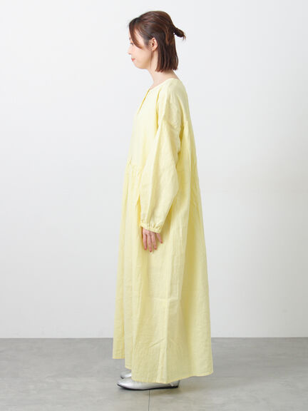 【Cross×Linen】ギャザーワンピース（レッド/ベージュ/モカ/イエロー/グリーン）｜Samansa Mos2（サマンサ モスモス）通販