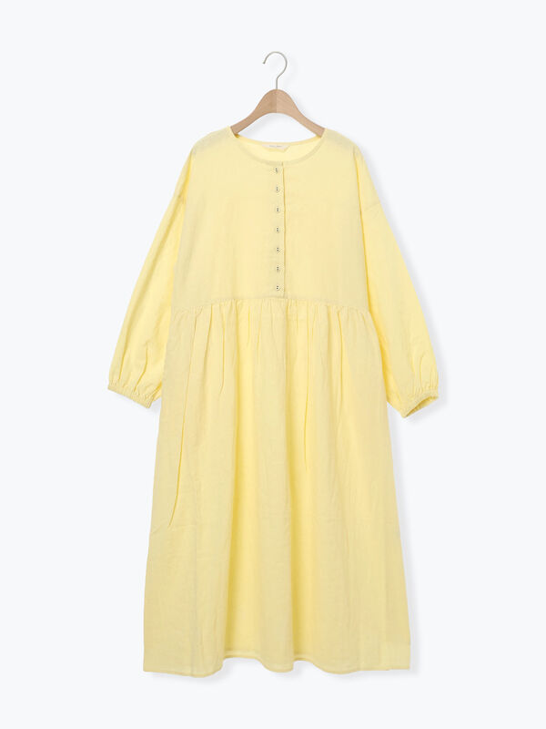セール】 【Cross×Linen】ギャザーワンピース（レッド/ベージュ/モカ