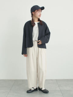 クルーネックジャケット　cross linen Samansa Mos2（サマンサモスモス） ジャケット ノーカラージャケット