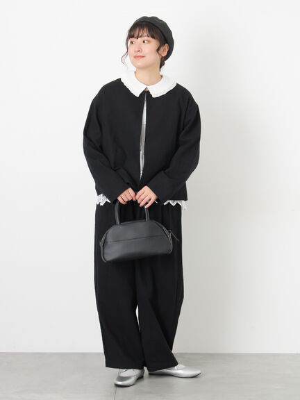 【Cross×Linen】クルーネックジャケット（ブラック/ベージュ）｜Samansa Mos2（サマンサ モスモス）通販