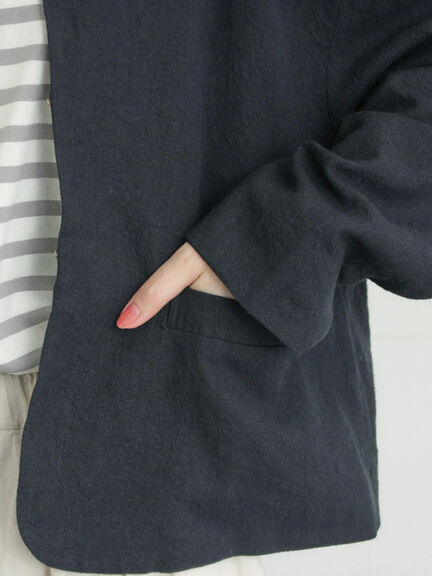 【Cross×Linen】クルーネックジャケット（ブラック/ベージュ）｜Samansa Mos2（サマンサ モスモス）通販