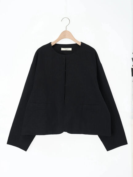 【Cross×Linen】クルーネックジャケット（ブラック/ベージュ）｜Samansa Mos2（サマンサ モスモス）通販