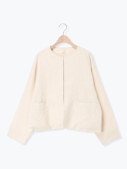 【Cross×Linen】クルーネックジャケット（ブラック/ベージュ）｜Samansa Mos2（サマンサ モスモス）通販