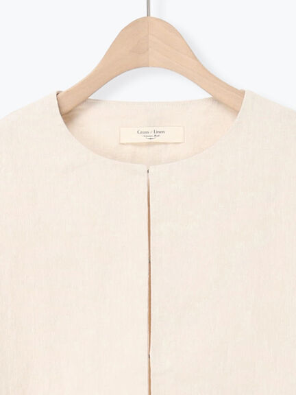 【Cross×Linen】クルーネックジャケット（ブラック/ベージュ）｜Samansa Mos2（サマンサ モスモス）通販