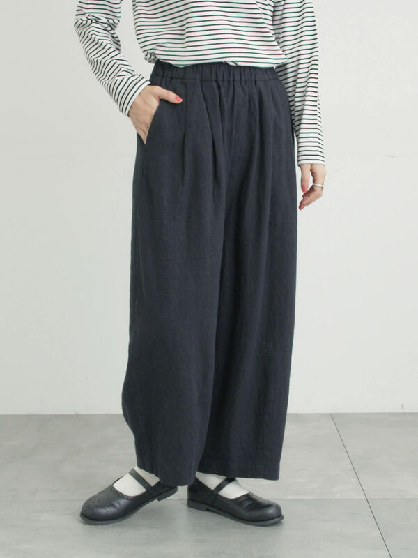 【Cross×Linen】ふんわりパンツ（ブラック）｜Samansa Mos2（サマンサ モスモス）通販