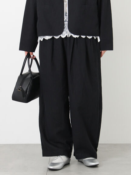 【Cross×Linen】ふんわりパンツ（ブラック/ベージュ）｜Samansa Mos2（サマンサ モスモス）通販