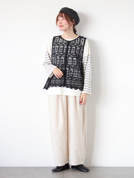 【Cross×Linen】ふんわりパンツ（ブラック/ベージュ）｜Samansa Mos2（サマンサ モスモス）通販
