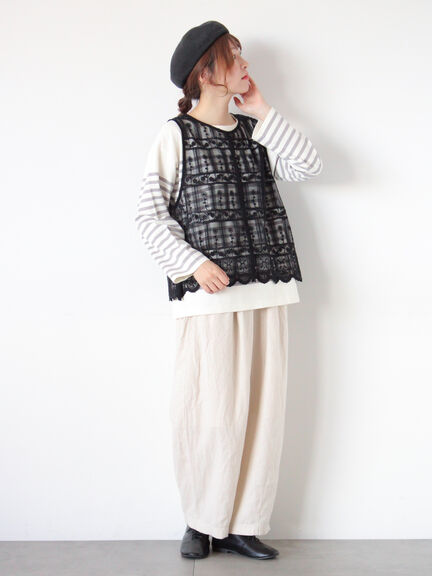 【Cross×Linen】ふんわりパンツ（ブラック/ベージュ）｜Samansa Mos2（サマンサ モスモス）通販