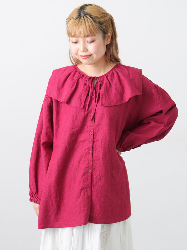 【Cross×Linen】セーラーカラーブラウス（レッド）｜Samansa Mos2（サマンサ モスモス）通販