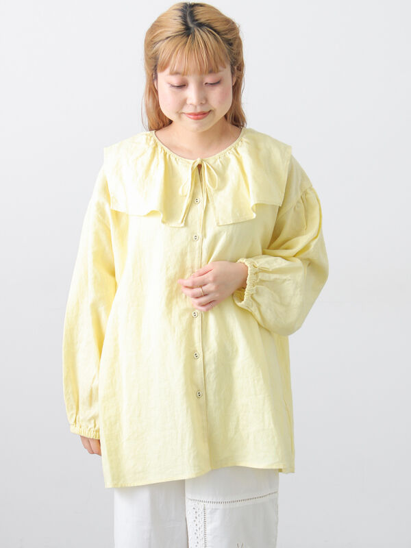 【Cross×Linen】セーラーカラーブラウス（イエロー）｜Samansa Mos2（サマンサ モスモス）通販