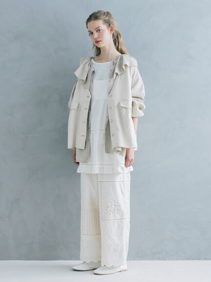 【Cross×Linen】セーラーカラーブラウス（レッド/ベージュ/モカ/イエロー/グリーン）｜Samansa Mos2（サマンサ モスモス）通販