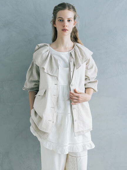 【Cross×Linen】セーラーカラーブラウス（レッド/ベージュ/モカ/イエロー/グリーン）｜Samansa Mos2（サマンサ モスモス）通販