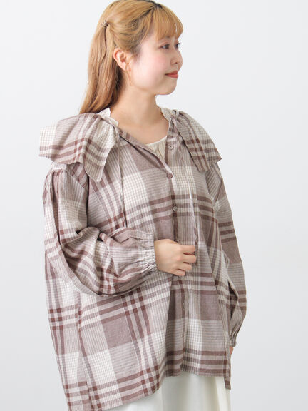 【Cross×Linen】セーラーカラーブラウス（レッド/ベージュ/モカ/イエロー/グリーン）｜Samansa Mos2（サマンサ モスモス）通販