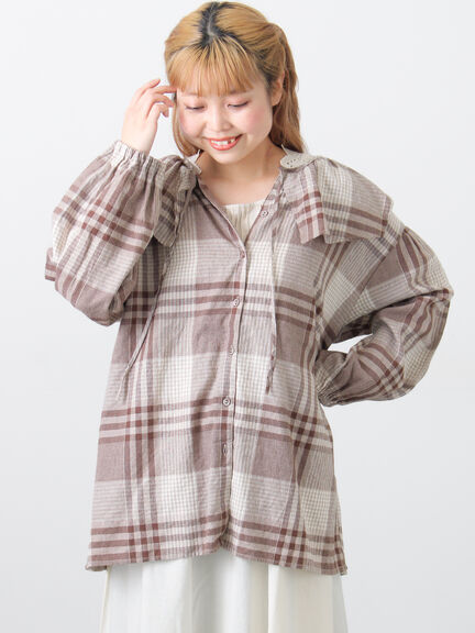 【Cross×Linen】セーラーカラーブラウス（レッド/ベージュ/モカ/イエロー/グリーン）｜Samansa Mos2（サマンサ モスモス）通販