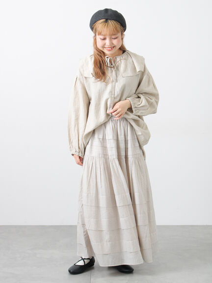 【Cross×Linen】セーラーカラーブラウス（レッド/ベージュ/モカ/イエロー/グリーン）｜Samansa Mos2（サマンサ モスモス）通販