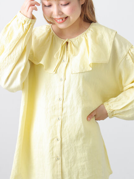 【Cross×Linen】セーラーカラーブラウス（レッド/ベージュ/モカ/イエロー/グリーン）｜Samansa Mos2（サマンサ モスモス）通販